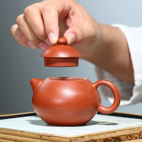 宜兴原矿茶壶降坡泥紫砂壶小容量120cc手把壶中式茶具小品文旦壶