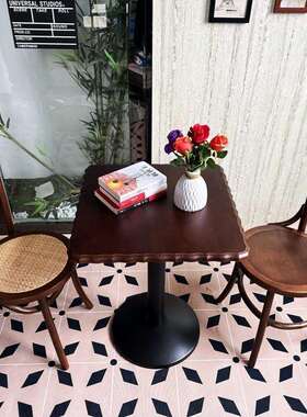 西餐厅方桌圆桌60CM美式酒店餐椅咖啡厅实木椅子桌子家用