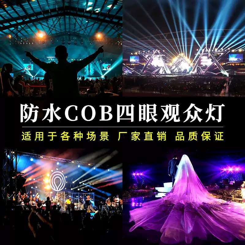 led四眼观众灯防水演出投光灯车展影视暖白COB面光灯舞台灯灯光秀