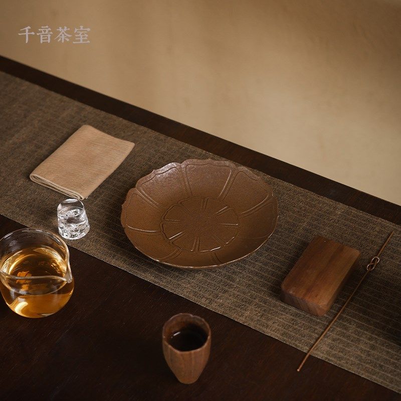 【灰念酱釉香荷盘】茶承干泡台壶垫陶瓷茶具茶壶垫茶具茶托壶承