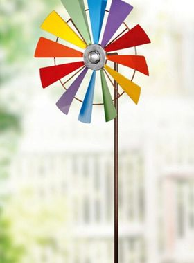 花园风车地插摆件装饰品 田园可爱彩色旋转大风车庭院园艺装饰品