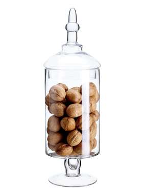 钻石星玻璃花瓶明料高款透明圆柱型储物收纳罐64070