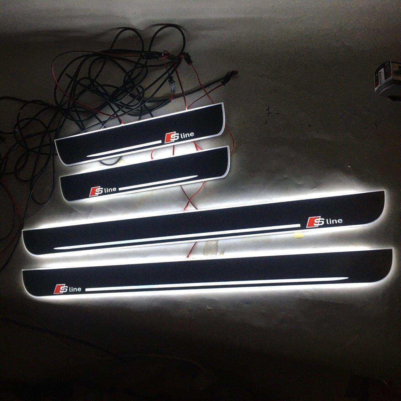 4片适用于奥迪A4L A6 A7 A5 A3门槛条带LED灯迎宾踏板S Line改装