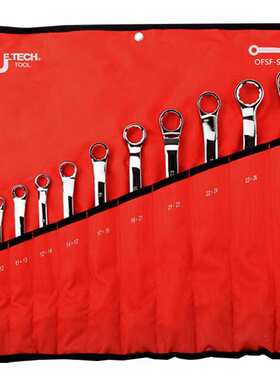 捷科OFSF-S11镜抛双梅扳手梅花两用扳手组呆扳手8-27mm11支装