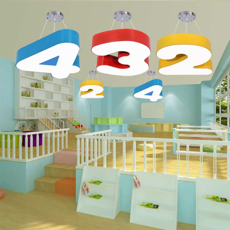 数字吊灯字母灯LED游乐园童装母婴店灯具吸顶灯卡通儿童房全屋