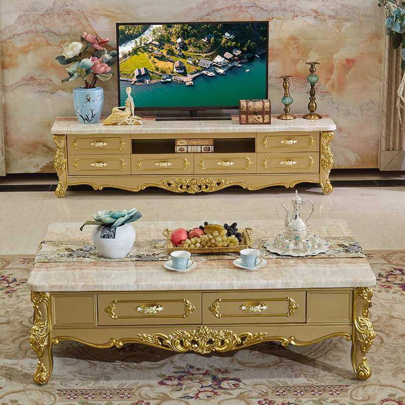 欧式大理石茶几电视柜角几香槟金色法式小户型客厅全实木方形橡木,3C数码配件,摄像机配件,淘宝优惠券,粉丝福利购,淘宝优惠卷