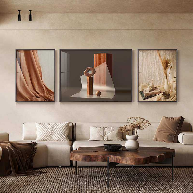 客厅沙发背景墙装饰画现代简约客厅挂画2023新款免打孔静物大三联,3C数码配件,摄像机配件,淘宝优惠券,粉丝福利购,淘宝优惠卷