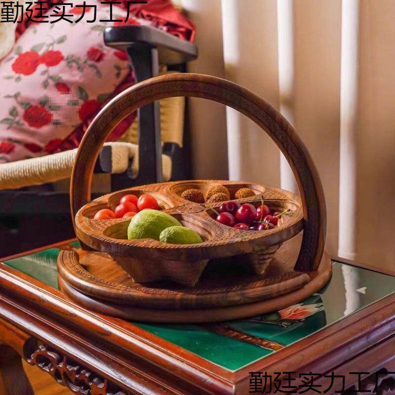 巴基斯坦干果蓝木质果篮核桃木花果篮包邮木头几何形状中式