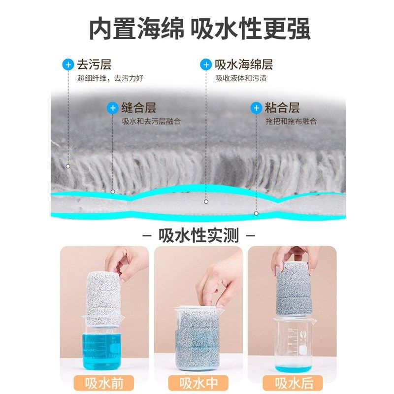 通用博生免手洗平板拖把替换布头墩布头加厚终结者懒人拖把头配件