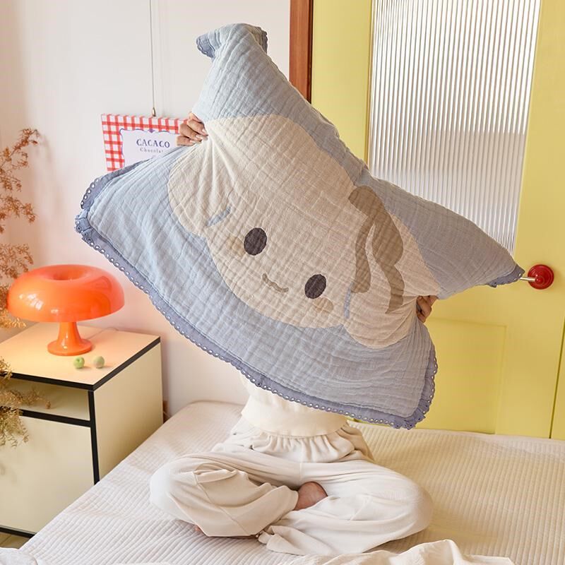 韩式花边纱布枕巾纯棉一对装全棉加厚枕头套巾儿童吸汗防滑枕头垫