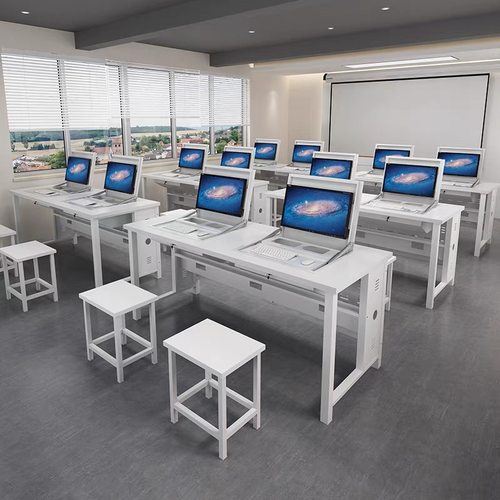定制学校机房微机室双人实训室电脑桌单培训班台式简约桌椅主机壳