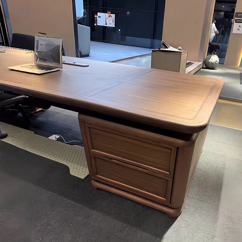 新中式北美黑胡桃木办公桌现代轻奢时尚高端办公室总裁老板大班台
