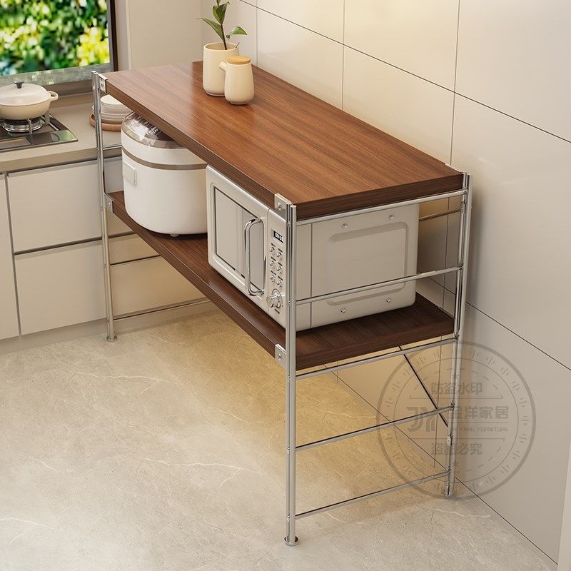 厨房微波炉烤箱置物架中古风多功能锅碗瓢盆收纳架落地厨具摆放架,厨房/烹饪用具,厨房置物架/置物柜/角架,淘宝优惠券,粉丝福利购,淘宝优惠卷