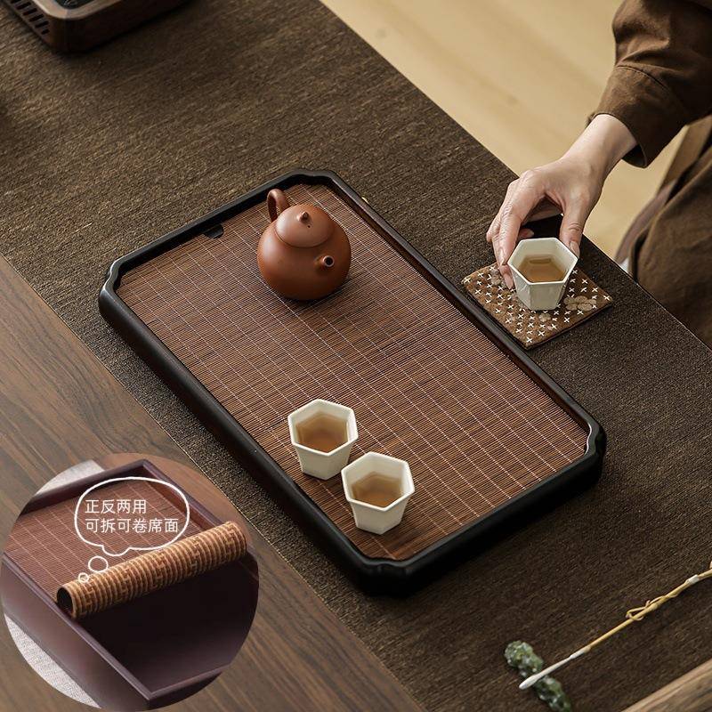 2025新款竹茶席茶台干泡盘泡茶台功夫茶具茶道配件竹垫子便携茶盘