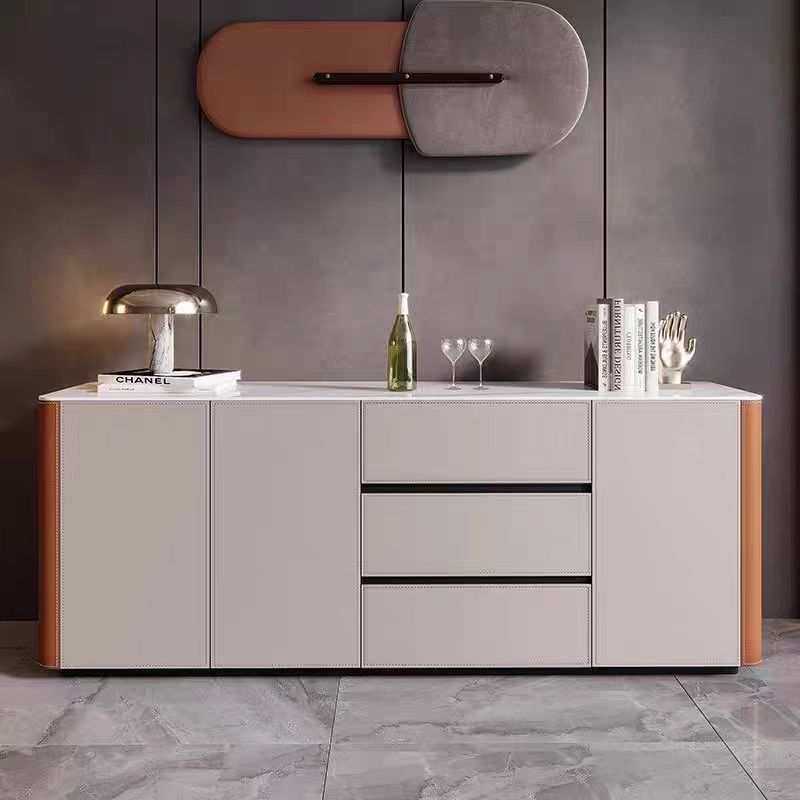 现代设计师家用马鞍皮餐边柜客厅靠墙岩板储物柜玄关柜卧室储物柜,3C数码配件,摄像机配件,淘宝优惠券,粉丝福利购,淘宝优惠卷