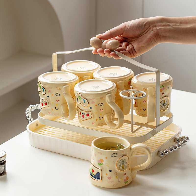 水杯家用套装陶瓷杯子待客喝水杯客厅高颜值马克杯女茶具杯具茶杯