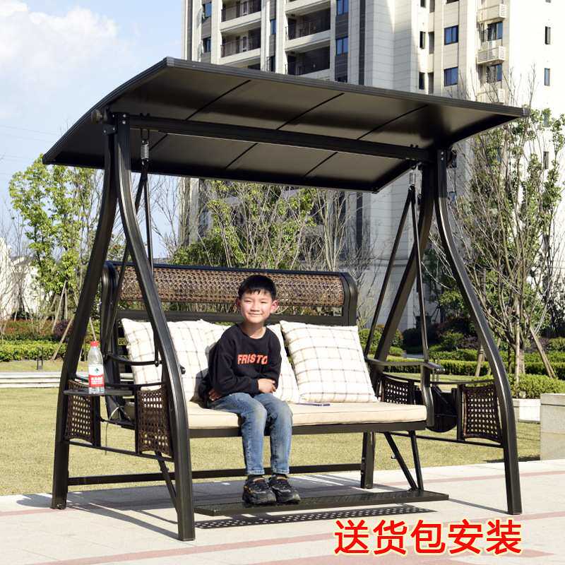 户外热销款豪华铸铝合金荡秋千摇椅庭院花园露天阳台吊篮藤椅吊床
