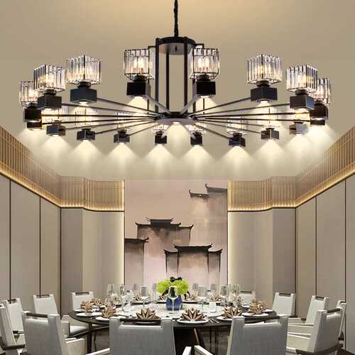 新中式水晶吊灯饭店火锅店包厢包间主灯餐饮酒店宴会厅大厅射灯款