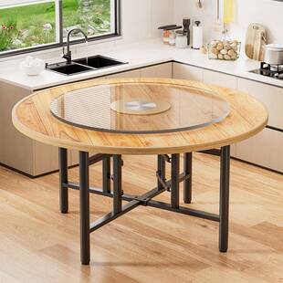 加厚实木大圆餐桌1米8桌板带转盘圆形面板15人酒店餐厅吃饭桌面板