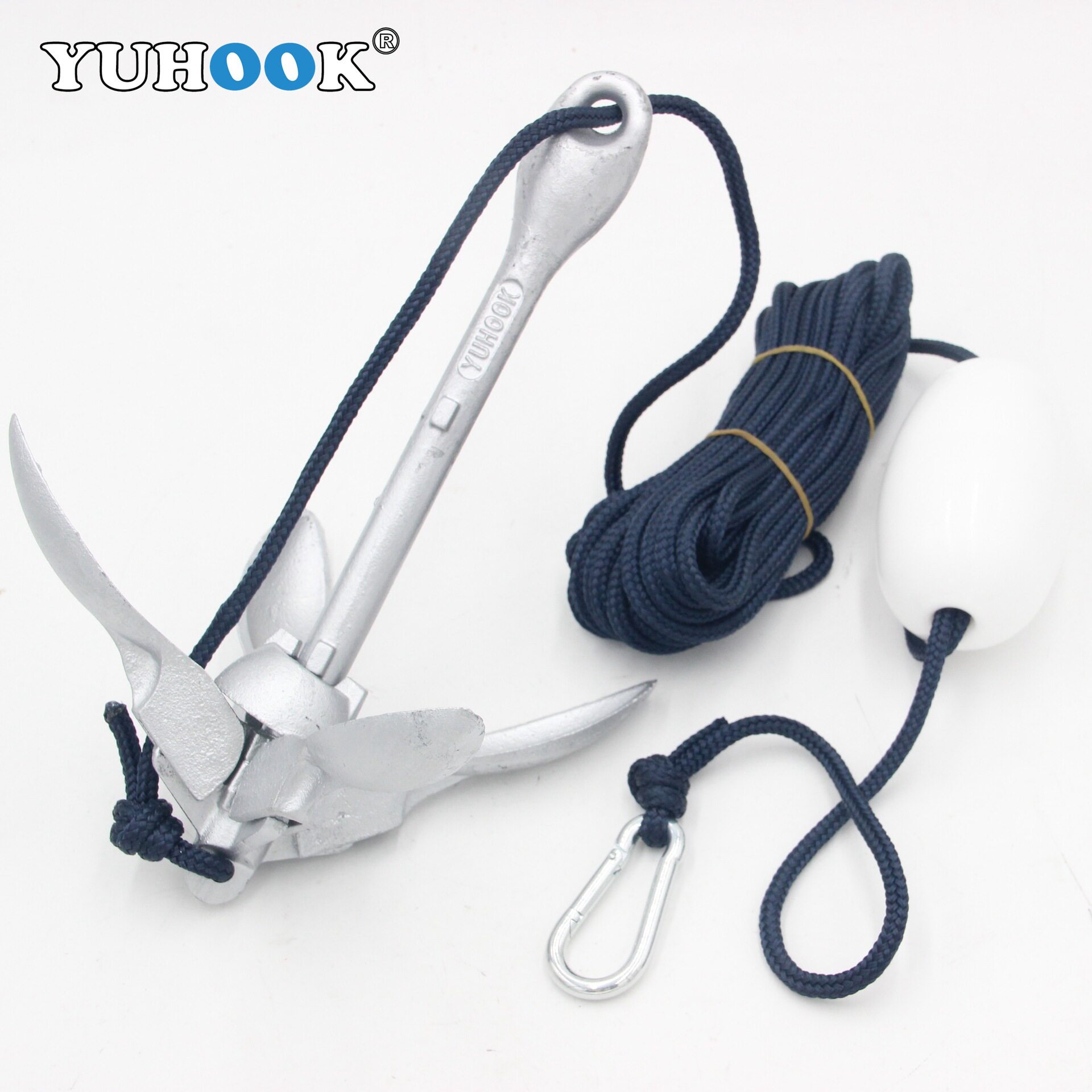 YUHOOK折叠锚伞形船锚橡皮艇皮划艇钓鱼船用停船锚组合anchorkit