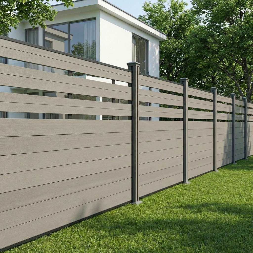 定制镂空半封闭木塑围栏庭院花园塑木栅栏板护栏木塑板wpc fence