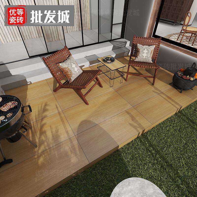 户外防滑600×1200×15加厚木纹地砖 花园露台庭院园林仿实木瓷砖