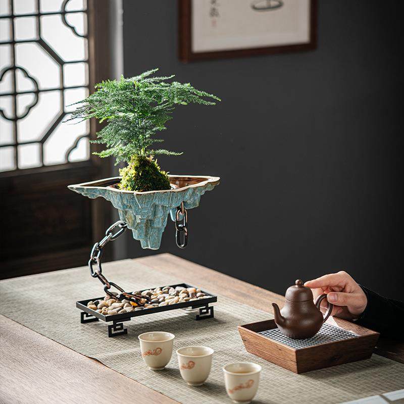 禅意文竹悬空铁艺花盆天空悬崖造景盆景中式配件办公室内盆栽摆件,玩具/童车/益智/积木/模型,毛绒/玩偶/公仔/布艺类玩具,淘宝优惠券,粉丝福利购,淘宝优惠卷