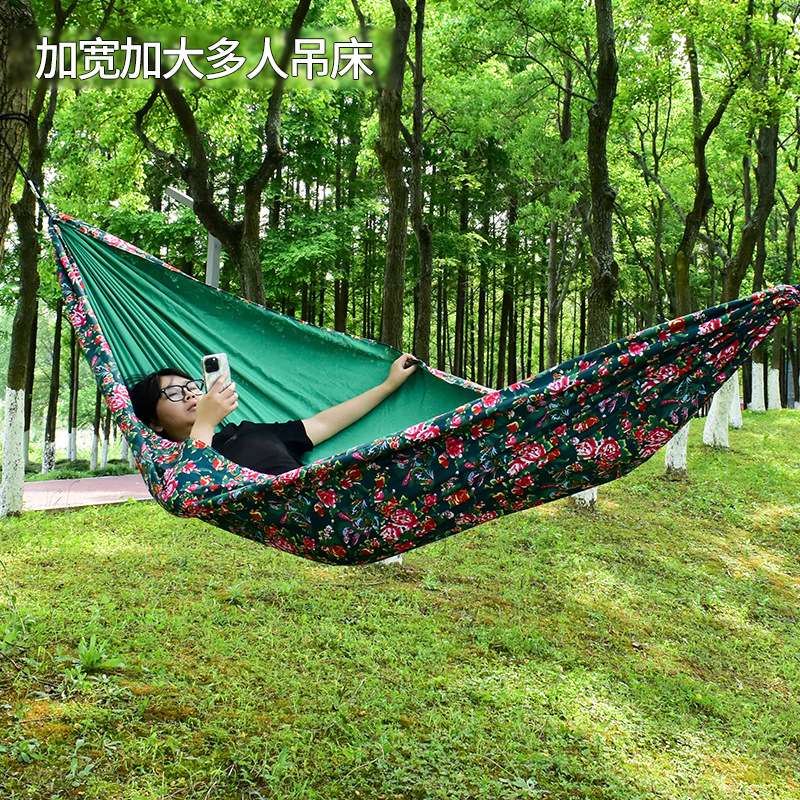 跨境超轻户外吊床便携营地防侧翻承重强降落伞布露营双人吊床