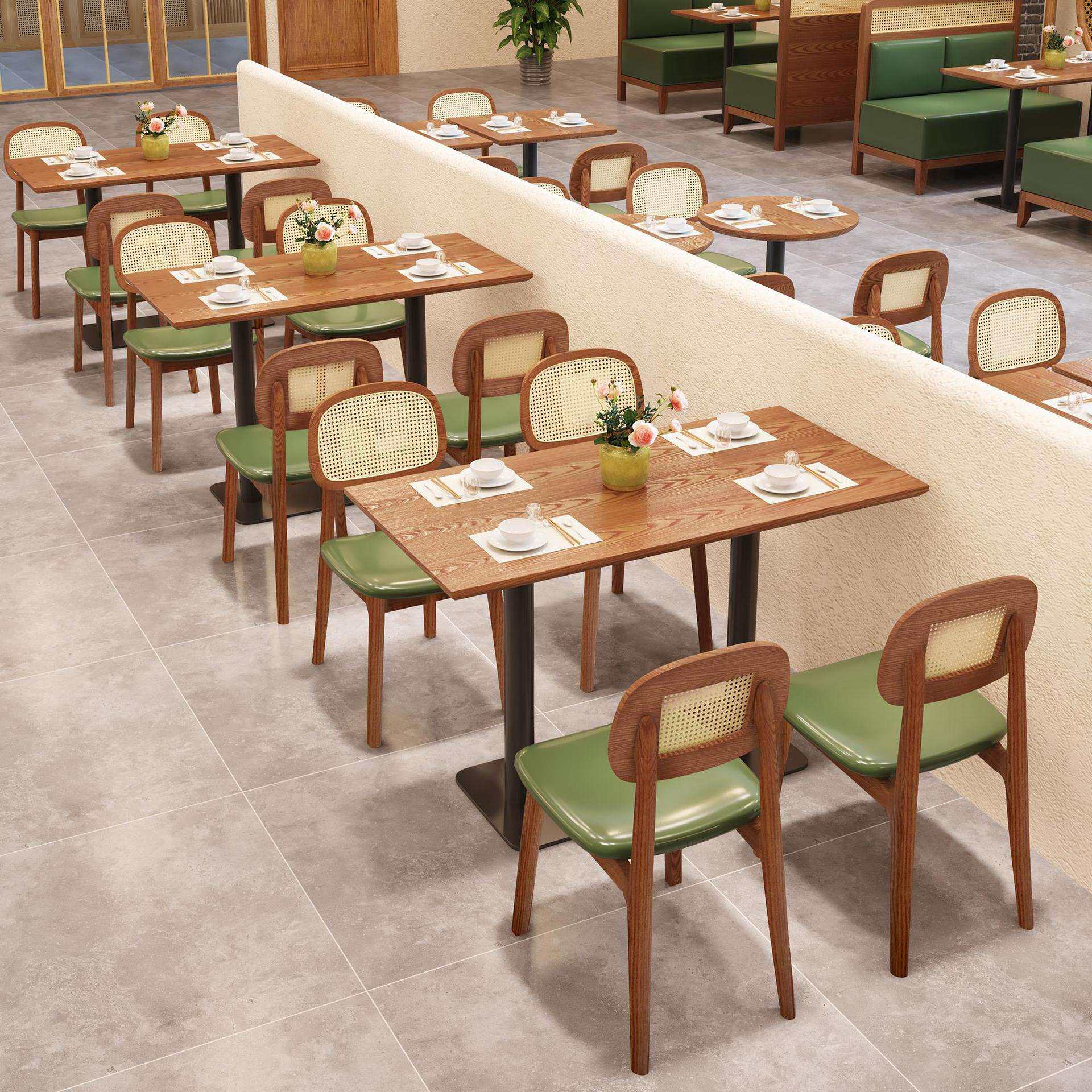 实木高档西餐厅桌椅料理店餐饮店卡座沙发港式茶餐厅桌椅组合