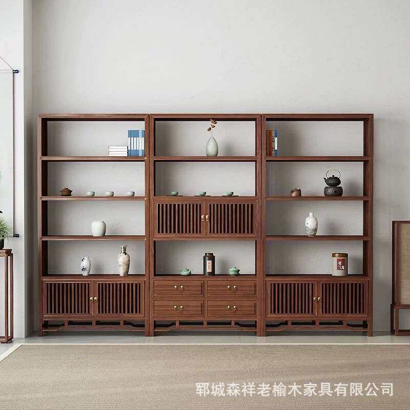 老榆木多宝阁博古架客厅隔断置物架多层茶具展示柜办公室小书架