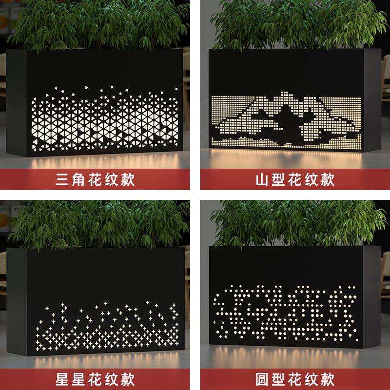 商业街外摆不锈钢花箱组合围栏带灯花台户外镂空花箱隔断发光花坛