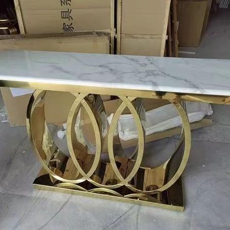 轻奢玄关台意式现代条案台走廊入户简约玄关柜不锈钢大理石玄关桌