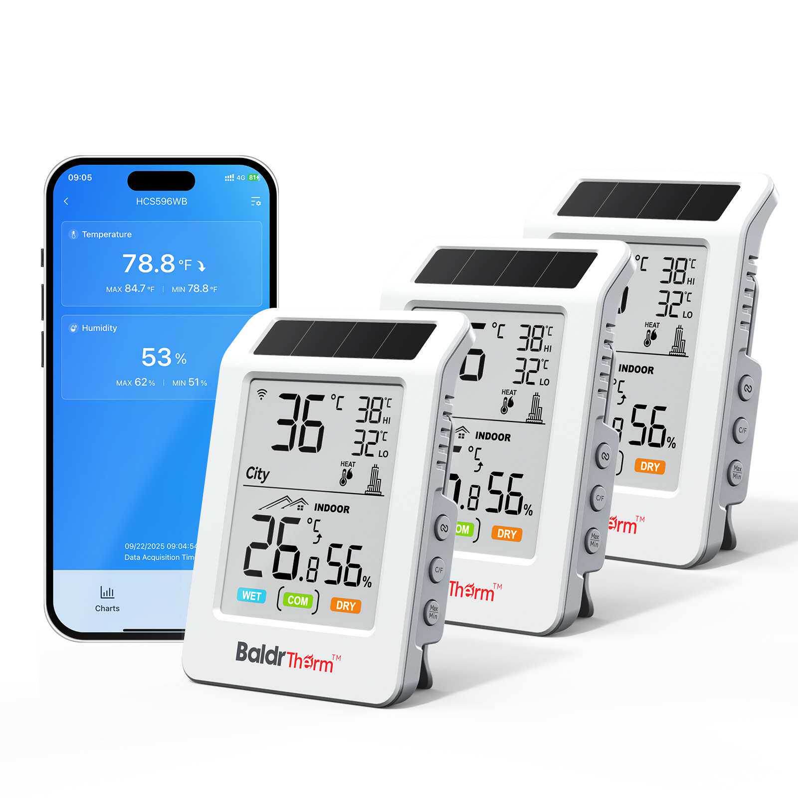 WIFI温湿度计太阳能温湿度表 家庭温实验室蔬大棚户外无线温湿度