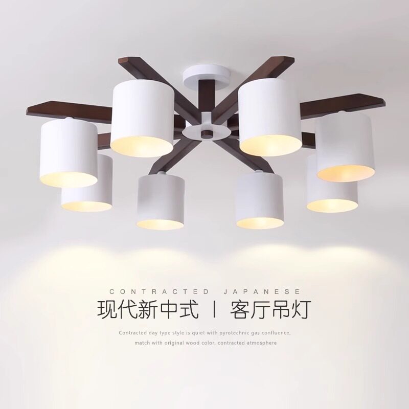 胡桃木色吊灯大气新中式客厅灯简约现代中国风卧室书房间灯具