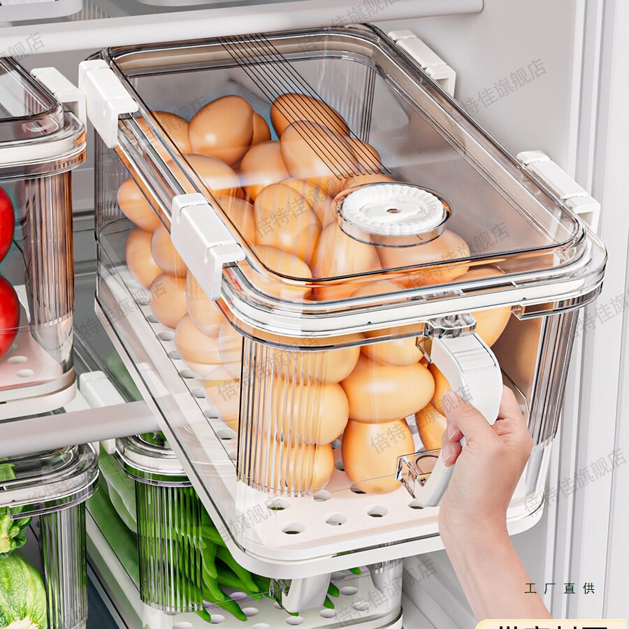 冰箱收纳盒整理盒透明食物保鲜盒食品级鸡蛋储存盒蔬菜水果冷冻盒