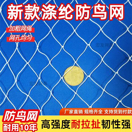 涤纶防鸟网尼龙复丝穿边青蛙鱼塘大棚草莓通网口天沟泥鳅防鸟天网