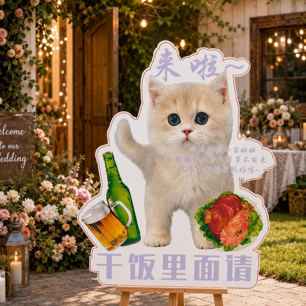 猫咪狗狗结婚婚礼迎宾牌KT板宠物婚庆现场装饰立牌2026爆款装饰