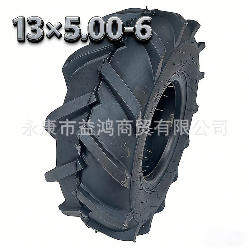 沙滩车拖拉微耕机电动滑板车轮胎13x5.00-6人字花纹四轮加厚真空