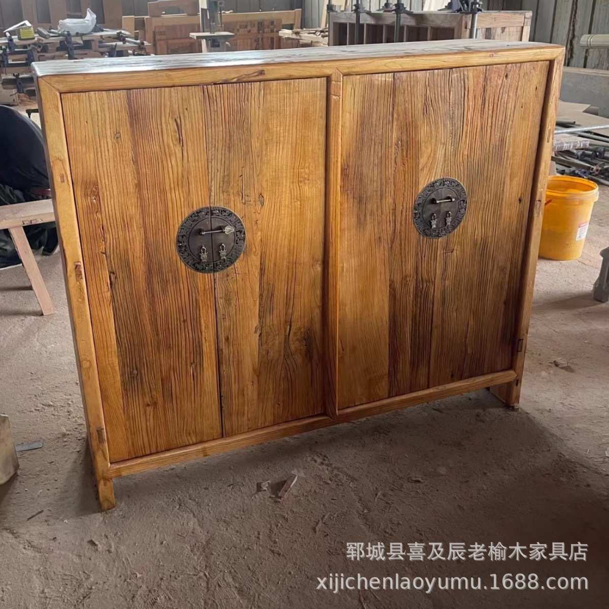复古老榆木餐边柜家居玄关储物柜酒店碗筷餐具储物柜实木茶水柜