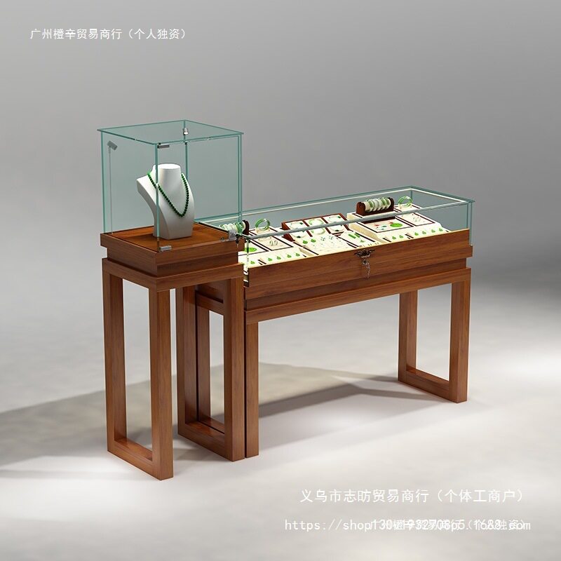 珠宝展示柜复古实木饰品古玩玉器博物馆展厅展馆纪念品柜台产品柜