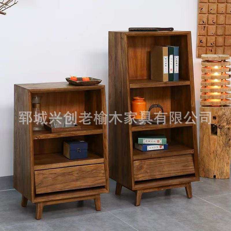 老榆木茶叶置物架多格客厅博古架新中式简易家具多层茶室收纳架