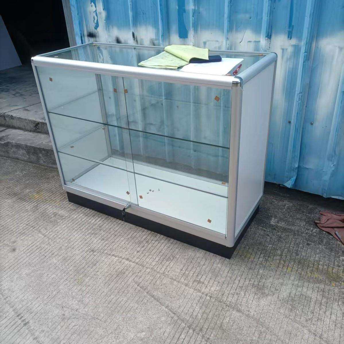 弧形银色组大料组装产品展示柜数码高端样品展示柜玻璃陈列柜柜子