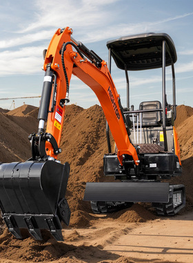 出口HT18迷你挖掘机 液压先导多功能挖土小型工程挖掘机HIGHTOP