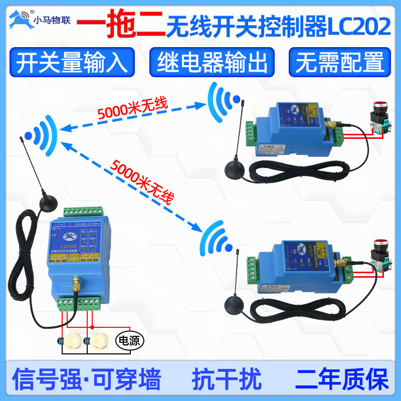 无线水位控制器一拖二开关量传输模块信号接收器浮球远程io遥控器