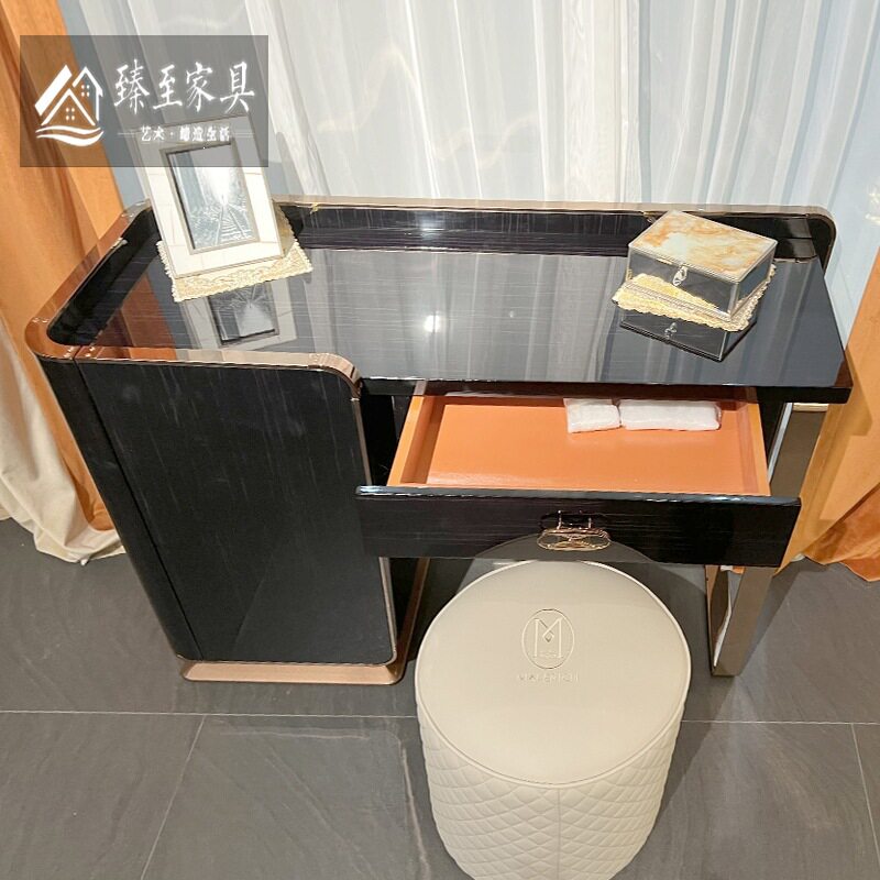 意式轻奢书桌椅后现代化妆台梳妆桌实木烤漆宾利别墅卧室高端家具