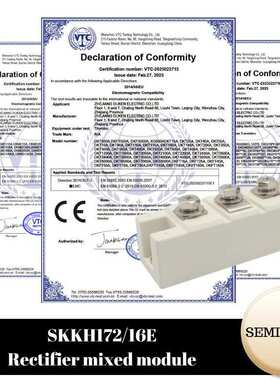 整流管混合模块 SKKH172/16E 电机软启动应用模块 SKKH