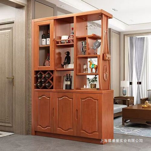 实木隔断柜新中式玄关屏风酒柜一体客厅间厅柜现代简约入户门厅柜