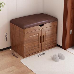 换鞋凳门口可坐橡胶木封闭式防尘鞋柜家用入户大容量储物实木鞋架