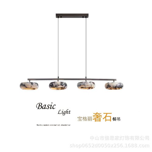 现代轻奢餐厅吊灯高档吧台长桌吊灯奢石吊灯别墅住宅茶室灯具