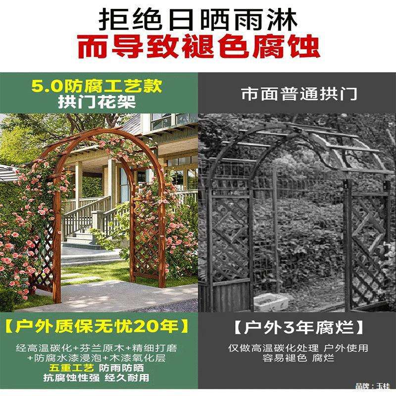 户外防腐木拱门花架院子月季爬藤架花园装饰葡萄架别墅拱形栅栏门
